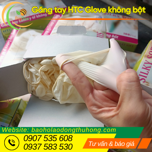 Găng tay y tế không bột HTC Glove màu trắng siêu dai Găng tay y tế không bột HTC Glove màu trắng siêu dai