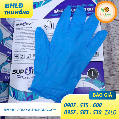 Găng tay y tế không bột Superieur Nitirle màu xanh hộp 100 cái Găng tay y tế không bột Superieur Nitirle màu xanh hộp 100 cái