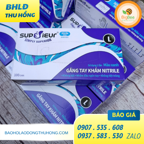 Găng tay y tế không bột Superieur Nitirle màu xanh Găng tay y tế không bột Superieur Nitirle màu xanh