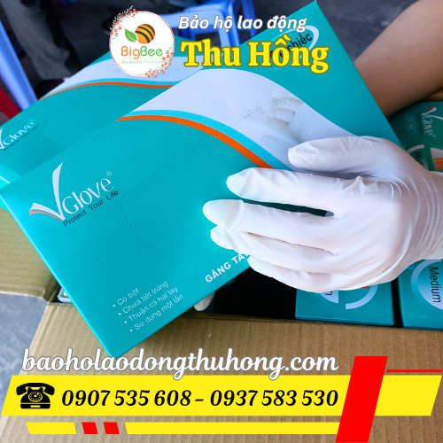 Găng tay y tế Latex có bột Vglove màu trắng Găng tay y tế Latex có bột Vglove màu trắng