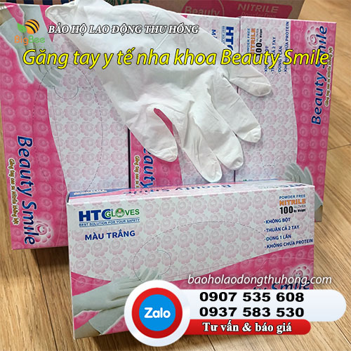 Găng tay y tế nha khoa HTC Nitrile Beauty Smile chính hãng Găng tay y tế nha khoa HTC Nitrile Beauty Smile 01