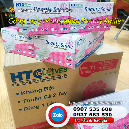 Găng tay y tế nha khoa HTC Nitrile Beauty Smile thùng 10 hộp Găng tay y tế nha khoa HTC Nitrile Beauty Smile 03