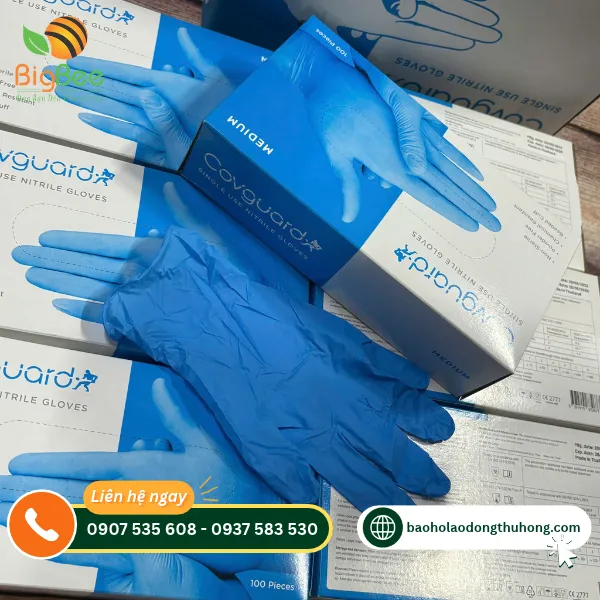 Nguồn găng tay Nitrile Covguard màu xanh tại Thu Hồng Nguồn găng tay Nitrile Covguard màu xanh tại Thu Hồng