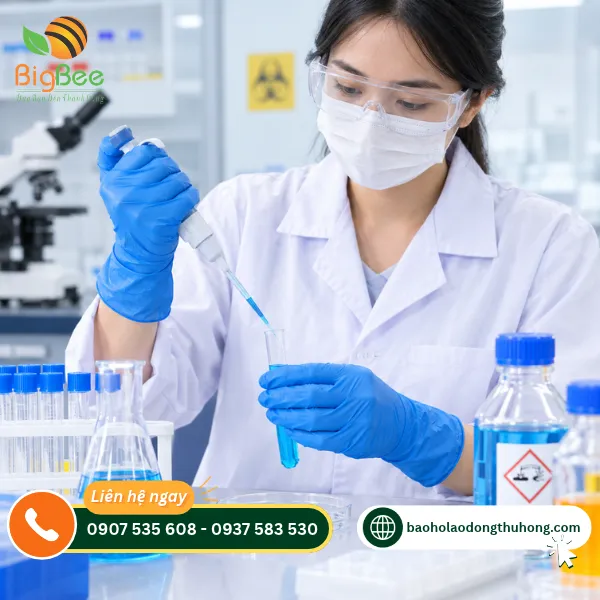 Thao tác với pipet khi đeo găng tay trong phòng thí nghiệm Thao tác với pipet khi đeo găng tay trong phòng thí nghiệm