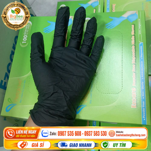 Găng tay y tế Nitrile Ezcare màu đen chính hãng Găng tay y tế Nitrile Ezcare màu đen chính hãng