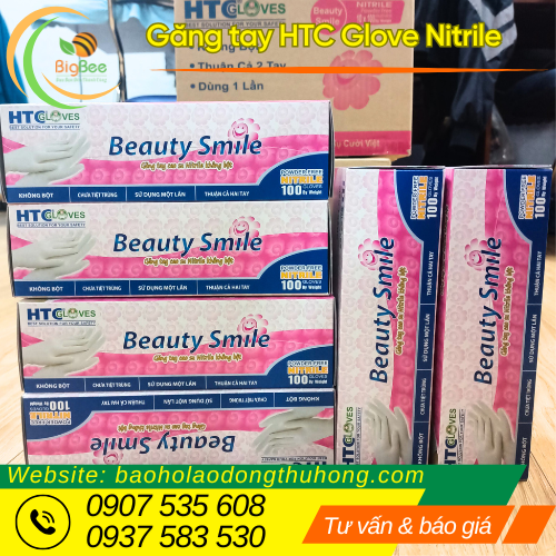 Găng tay y tế Nitrile HTC Gloves beauty smile dùng trong nha khoa Găng tay y tế Nitrile HTC Gloves beauty smile dùng trong nha khoa