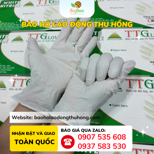 Găng tay y tế Nitrile không bột TTGLoves màu trắng Găng tay y tế Nitrile không bột TTGLoves màu trắng dai bền, khó rách