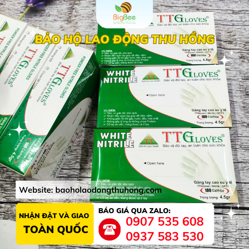 Găng tay y tế Nitrile không bột TTGLoves màu trắng Găng tay y tế Nitrile không bột TTGloves màu trắng giá rẻ