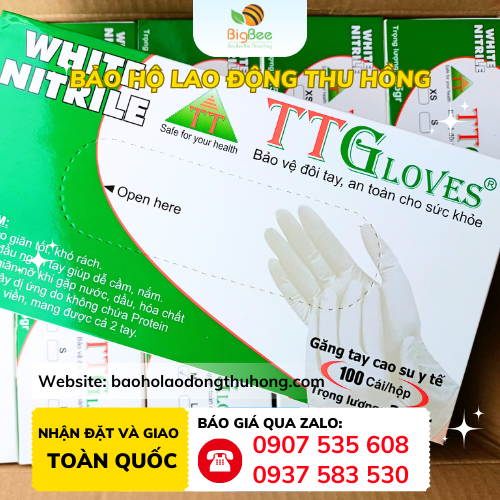Găng tay y tế Nitrile không bột TTGLoves màu trắng Găng tay y tế Nitrile không bột TTGLoves màu trắng