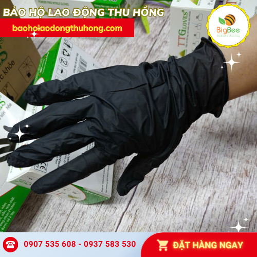 Găng tay y tế Nitrile màu đen TTGLoves dùng 1 lần an toàn Găng tay y tế Nitrile màu đen TTGLoves dùng 1 lần an toàn