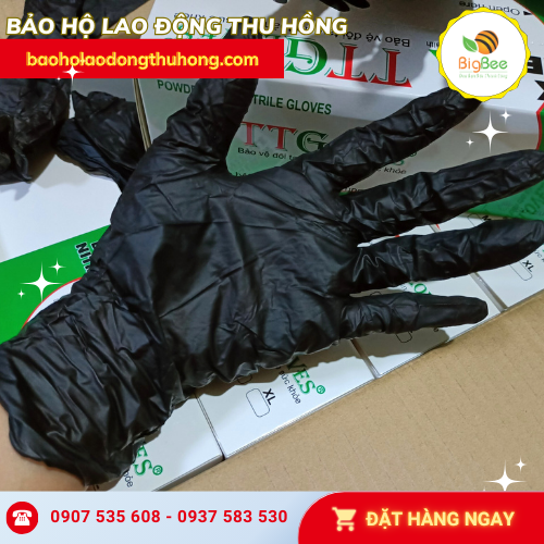 Găng tay y tế Nitrile màu đen TTGloves không phủ bột Găng tay y tế Nitrile màu đen TTGloves không phủ bột