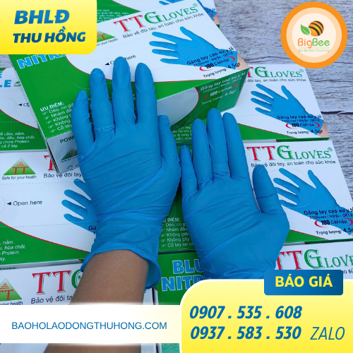 Găng tay y tế Niitrile TT Gloves xanh đậm không bột Găng tay y tế Niitrile TT Gloves xanh đậm không bột