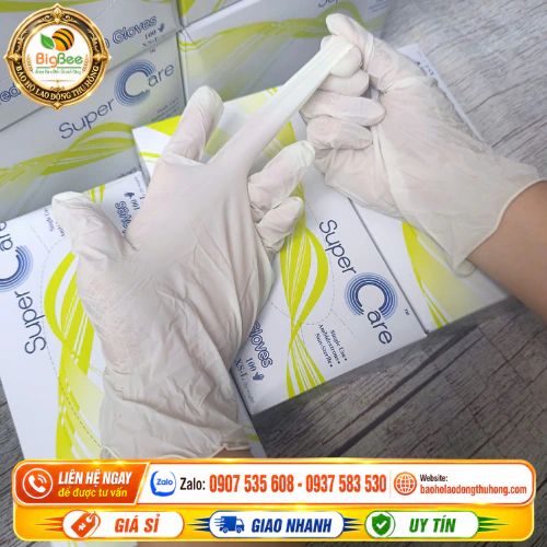 Găng tay y tế Super Care Latex có bột không tiệt trùng Găng tay y tế Super Care Latex có bột không tiệt trùng
