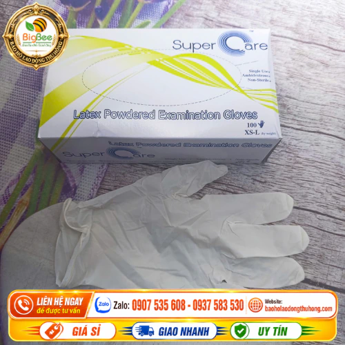 Găng tay y tế Super Care Latex màu trắng Găng tay y tế Super Care Latex màu trắng