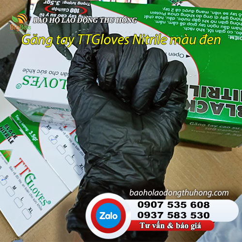 Găng tay y tế TTgloves Nitrile đen không phủ bột Găng tay y tế TT Gloves Nitrile đen 02