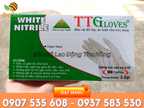 găng tay y tế TT Gloves Nitrile trắng