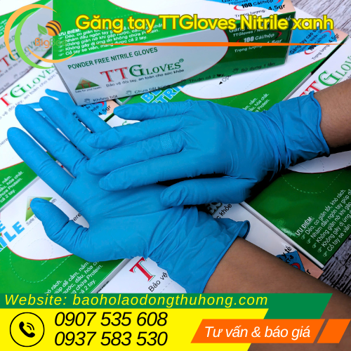 Găng tay y tế TTgloves Nitrile xanh loại 4,5g Găng tay y tế TTgloves Nitrile xanh loại 4,5g