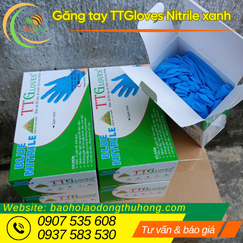 Găng tay y tế TTGloves Nitrile xanh phân phối sỉ toàn quốc