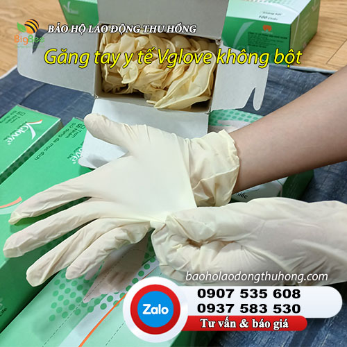 Găng tay y tế Vglove không bột với thành phần cao su tự nhiên Găng tay y tế Vglove không bột chính hãng 01