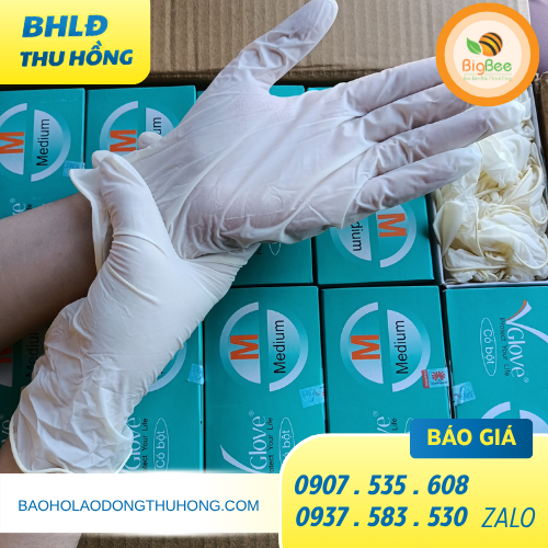 Găng tay y tế Vglove loại có bột màu trắng Găng tay y tế Vglove loại có bột màu trắng