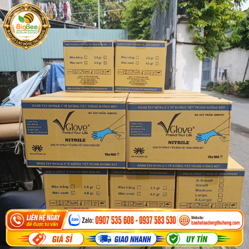 Găng tay y tế Vglove Nitrile không bột nhập kho số lượng lớn Găng tay y tế Vglove Nitrile không bột nhập kho số lượng lớn