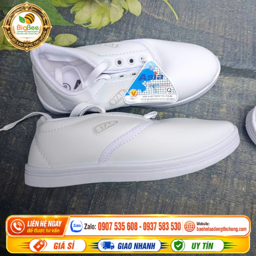 Giày Asia Star trắng cột dây cực bền cho học sinh - sinh viên Giày Asia Star trắng cột dây cực bền cho học sinh - sinh viên