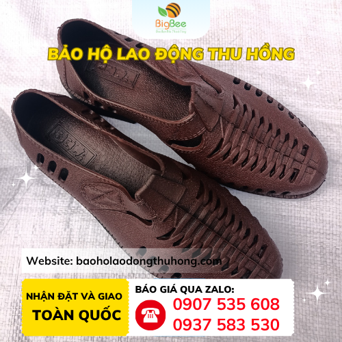 Giày nhựa nâu bít mũi đi mưa Giày nhựa nâu bít mũi đi mưa