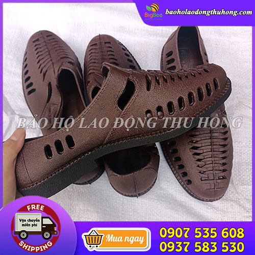 Giày nhựa thấp cổ nam màu nâu bảo hộ chống nước, chống trơn trượt Giày nhựa thấp cổ nam màu nâu bảo hộ chống nước, chống trơn trượt