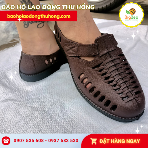 Giày rọ bít mũi nam nữ màu nâu basic Giày rọ bít mũi nam nữ màu nâu basic