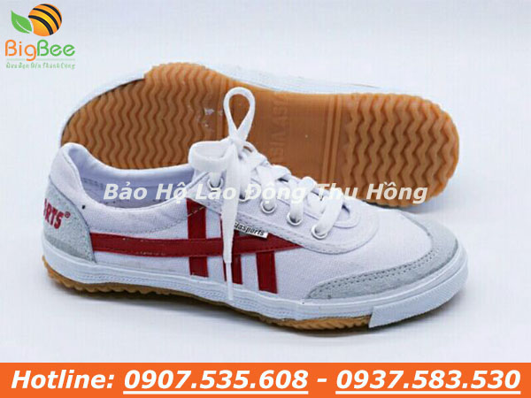 giày thể thao Asia trắng sọc đỏ có dây