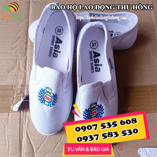 giày vải asia màu trắng thêu bông lúa