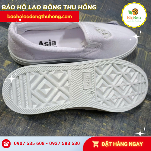 Giày vải thể thao trắng Asia logo bông lúa Giày vải thể thao trắng Asia logo bông lúa