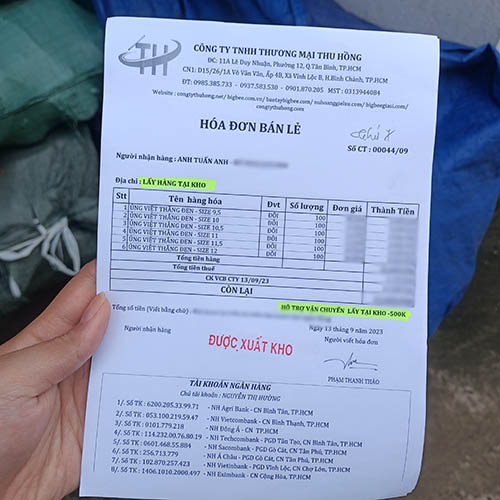 hóa đơn xuất kho 600 đôi ủng Việt Thắng màu đen  hóa đơn xuất kho 600 đôi ủng Việt Thắng màu đen