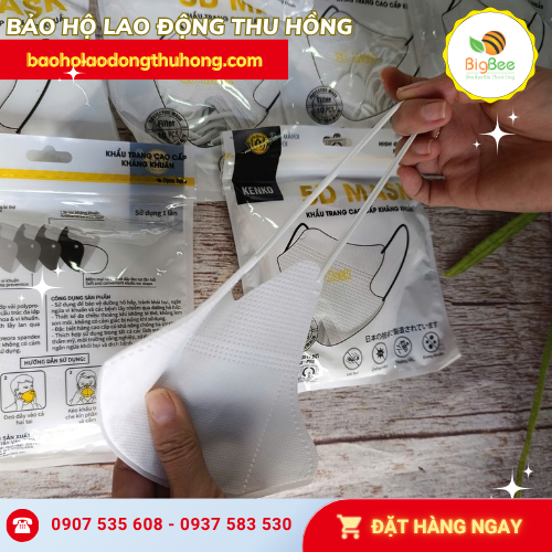 Khẩu trang 5D Kenko trắng người lớn quai tai thun siêu co giãn Khẩu trang 5D Kenko trắng người lớn quai tai thun siêu co giãn