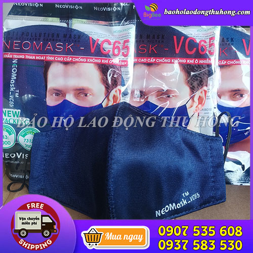 Khẩu trang than hoạt tính NEOMASK VC65 màu xanh đen Khẩu trang than hoạt tính NEOMASK VC65 màu xanh đen