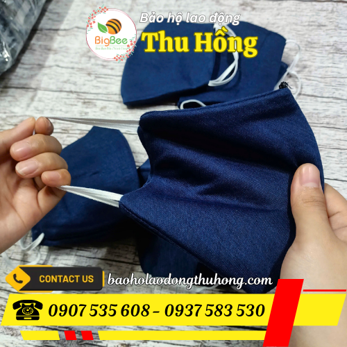 Khẩu trang vải 3 lớp chống bụi may quai thun co giãn Khẩu trang vải 3 lớp chống bụi may quai thun co giãn