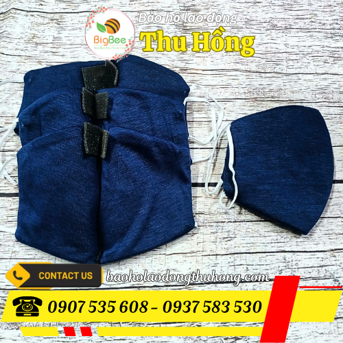 Khẩu trang vải 3 lớp màu xanh đen Khẩu trang vải 3 lớp màu xanh đen