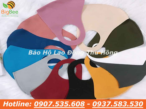 Khẩu trang vải poly vải su nhiều màu