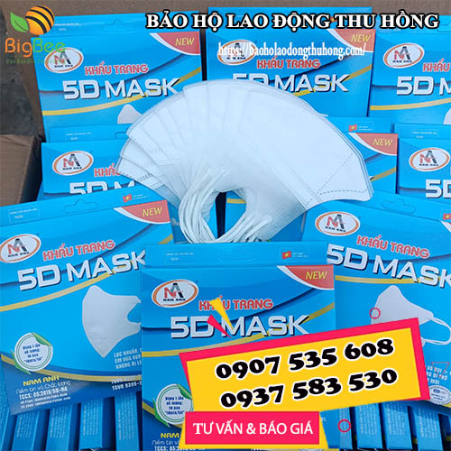khẩu trang y tế 5d nam anh màu trắng