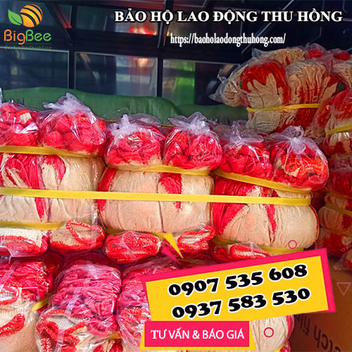 Kho sỉ găng tay len phủ sơn đỏ lòng bàn tay