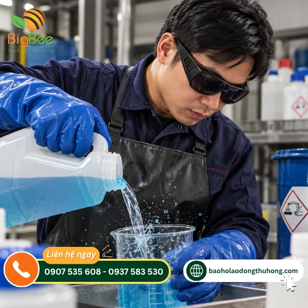Hình minh họa thao tác rót dung dịch trong nhà xưởng Hình minh họa thao tác rót dung dịch trong nhà xưởng
