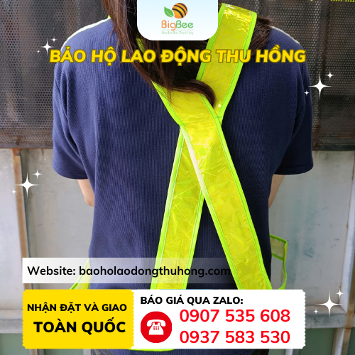 Áo dây phản quang nhựa (mặt sau) Mặt sau áo dây phản quang nhựa