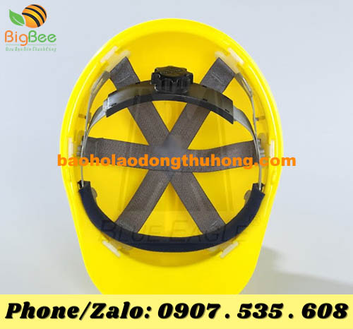 mặt trong của nón bảo hộ màu vàng loại có núm vặn