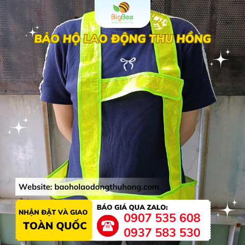 Áo dây phản quang nhựa (mặt trước) Mặt trước áo dây phản quang nhựa