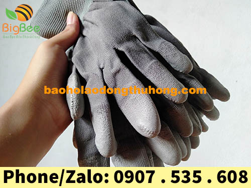 mẫu bao tay phòng sạch phủ PU ngón màu xám