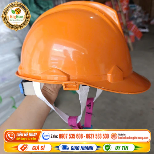 Mũ công trình màu cam quai cài Mũ công trình màu cam quai cài chắc chắn