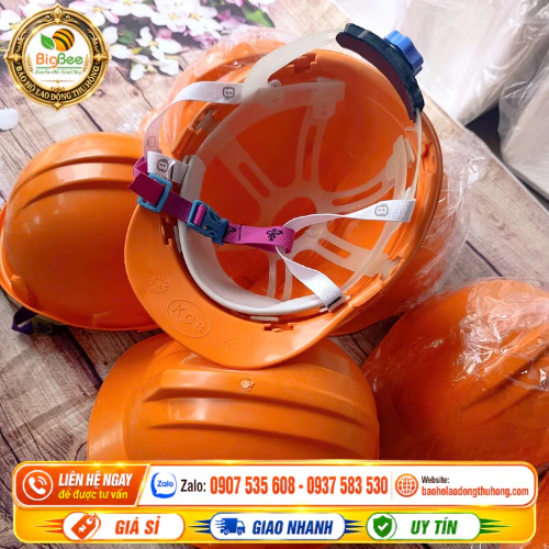 Mũ công trình màu cam quai cài Mũ công trình màu cam quai cài nhựa cứng cáp