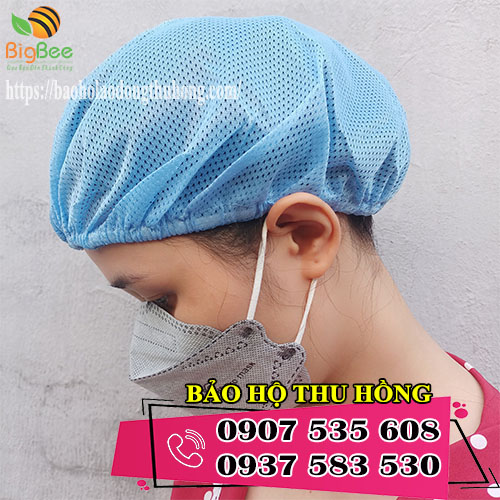 mũ lưới màu xanh trùm tóc công nhân thực phẩm