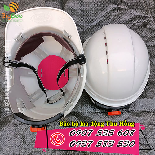 Mũ - nón bảo hộ công trường màu trắng có nút vặn