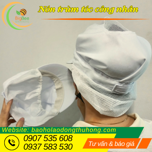Mũ nón vải trùm tóc công nhân màu trắng Mũ nón vải trùm tóc công nhân màu trắng